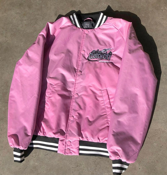 “Clutch City” Pink Varsity Jacket