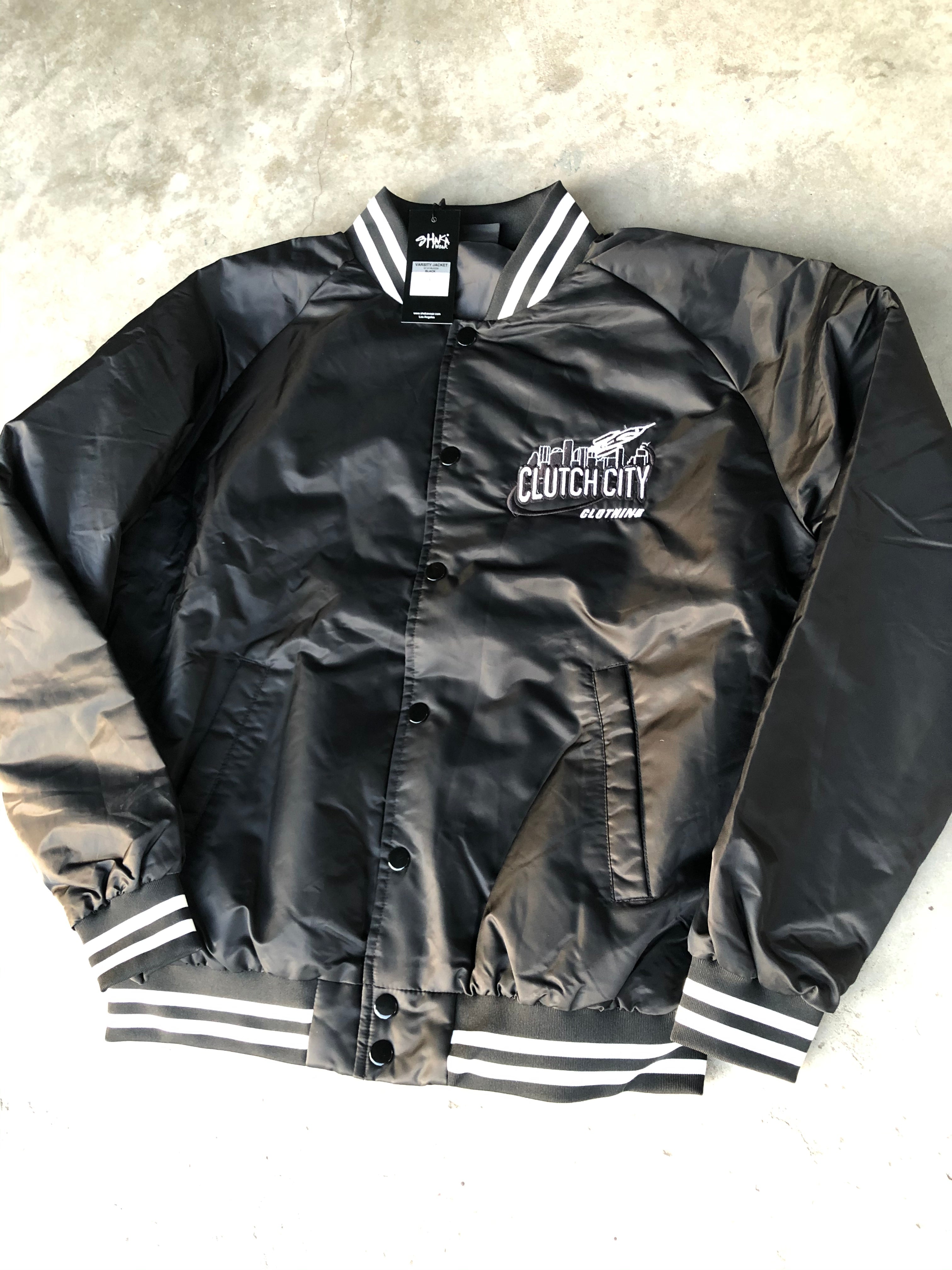 Playas Only” black Varsity jacket – ClutchCityClothing